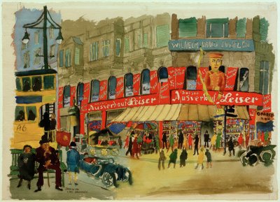 Berlin, Tauentzienstraße / Watercolor by C. Grossberg by Carl Grossberg